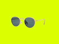 óculos de Sol com lentes arredondadas e armação dourada